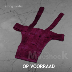 Katerbroekje bordeauxrood suedinelook (string)