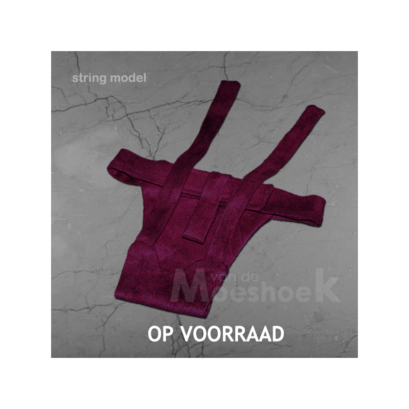 Katerbroekje bordeauxrood suedinelook (string)